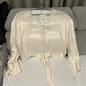 Zara silk button up blouse